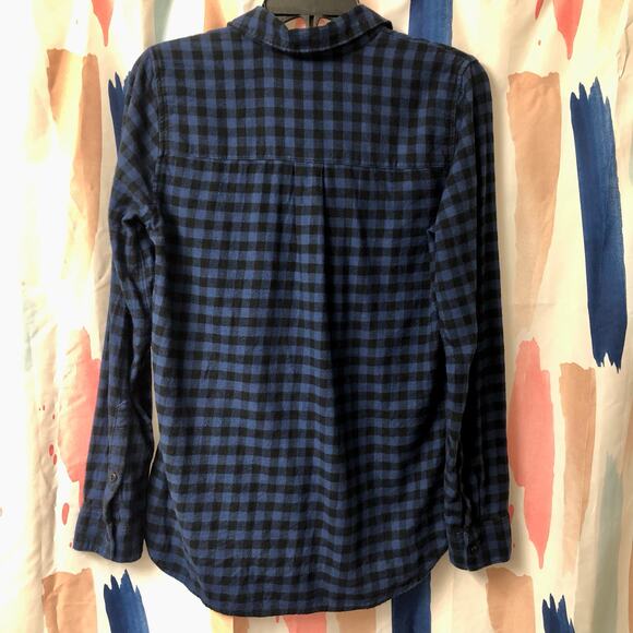Madewell Black and Blue Gingham Long Sleeve Button Down Shirt Size Small - Picture 8 of 14